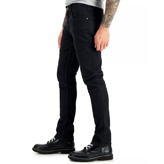  Men's Black Coated Skinny-Fit Jeans, Black Wash, 30