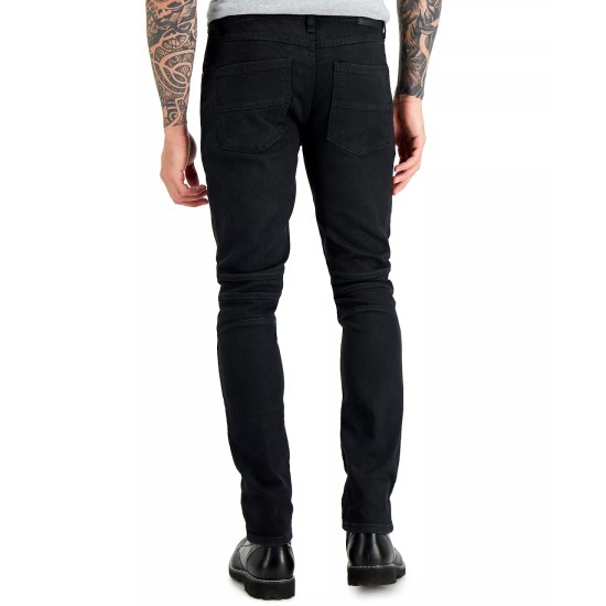  Men's Black Coated Skinny-Fit Jeans, Black Wash, 32