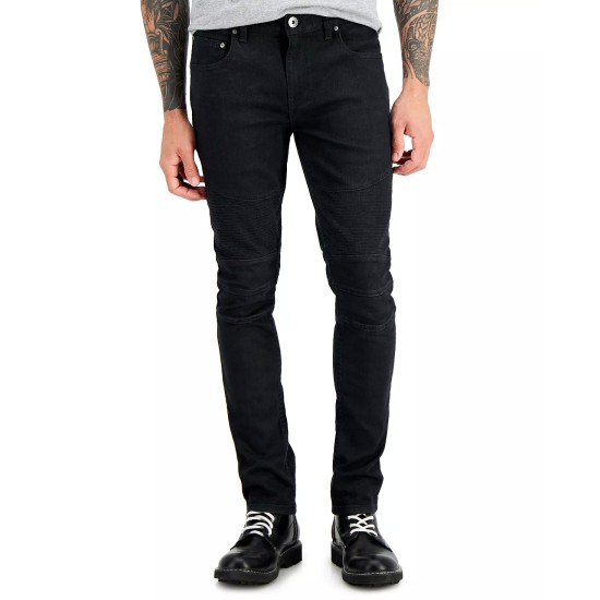  Men's Black Coated Skinny-Fit Jeans, Black Wash, 32