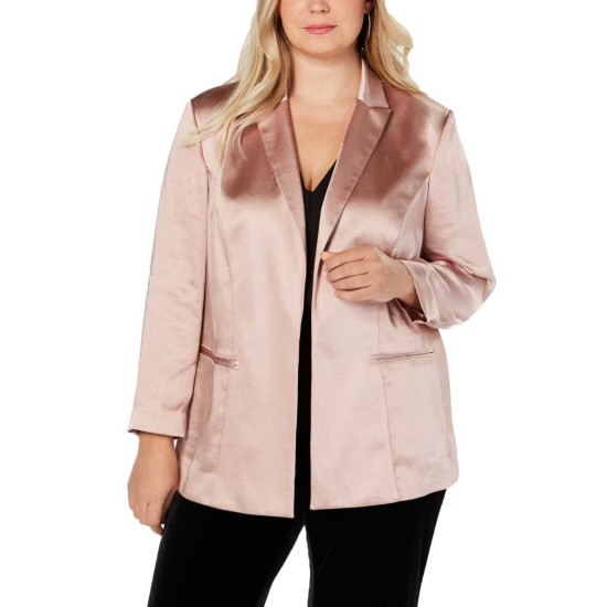  Plus Size Open-Front Blazer (Light Pink, XL)