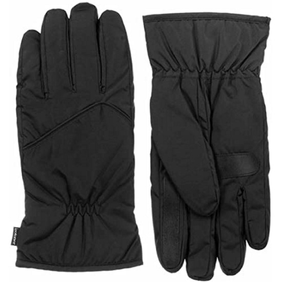  Mens Black Polyester Slip On Water Resistant Winter Cold Weather Gloves, Small/Medium