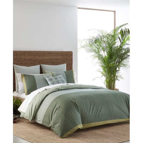  Chambray Color Block 3 Piece Duvet Cover Set, King, Green