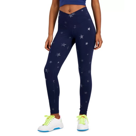  On Repeat Crossover Full Length Printed Leggings, Navy, Large