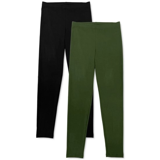  Womens 2-Pk. Leggings, Medium-Black/Green