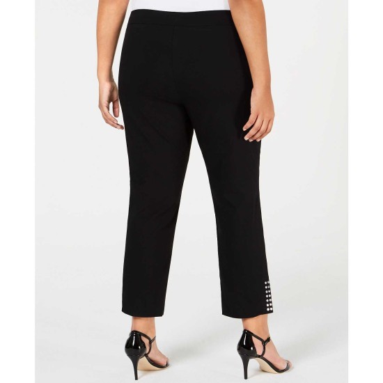  Plus Size Pull-On Stud-Accented Ankle Pants