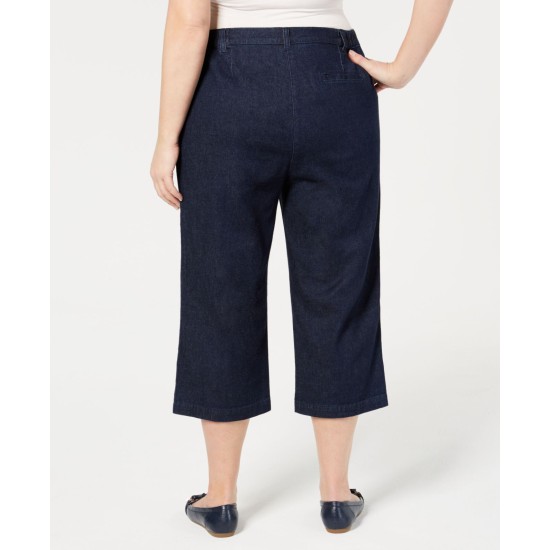  Plus Size Denim Capri Pants – Dark Blue