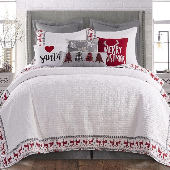  Rudolph Snowflake Decorative Pillow, 18″ x 18″, Grey
