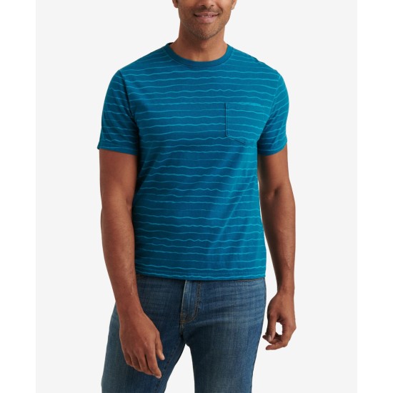  Mens Short Sleeve Sunset Wave Stripe Crew Neck T-shirt, Medium