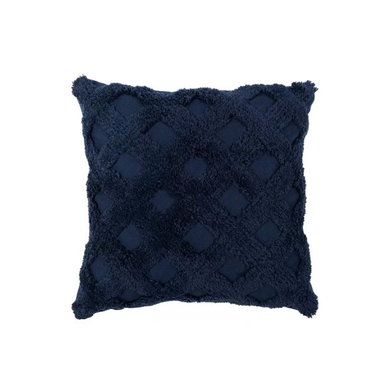  Tufted Diagonal Decorative Pillow, 20″ x 20″, Navy