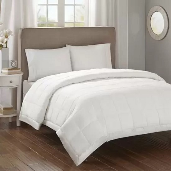  Cambria Reversible 3M Scotchgard Down Alternative Quilted Microfiber Blanket, Ivory, Full/Queen