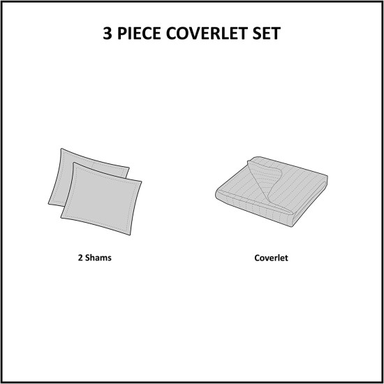  Harper Quilted Velvet 3-Pc. Coverlet Set