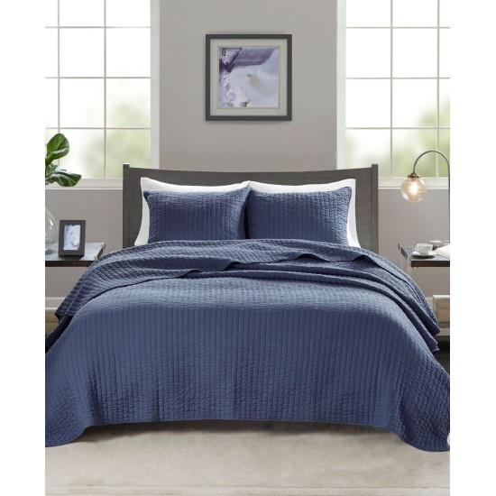  Keaton Quilted 2-Pc. Coverlet Set,Twin/Twin XL(68″x90″), Stripe Navy