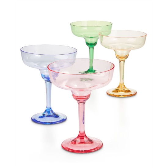 , Acrylic Margarita Glasses, Set of 4, Multicolor