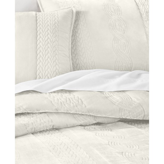  Cable Knit Velvet Quilt, Twin, Gray