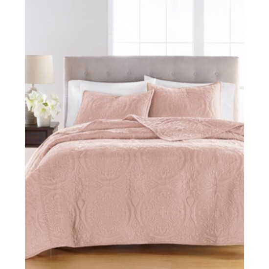  Diamond Tufted Velvet Bedding Quilts, Blush, Twin/Twin XL