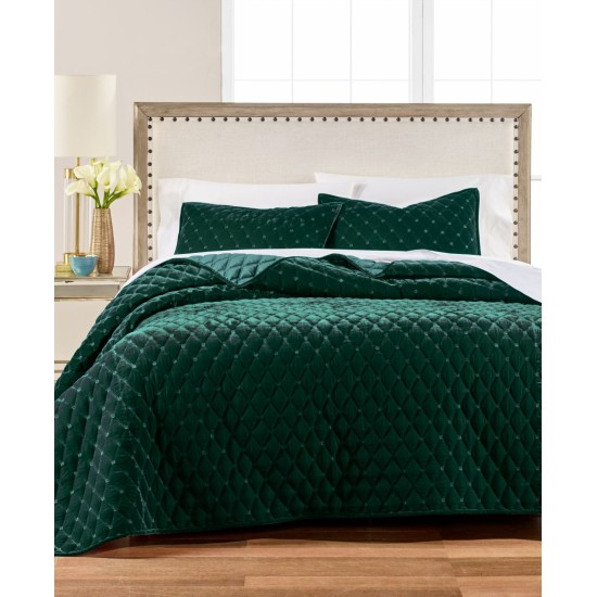  Diamond Tufted Velvet Bedding Quilts, Green, Twin/Twin XL