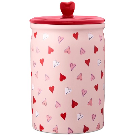  Heart Treat Jar, White,Red,Pink, 5″
