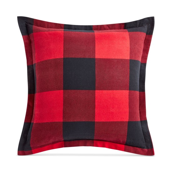  Holiday Flannel Buffalo Plaid Flannel Duvet Cover, Red, King
