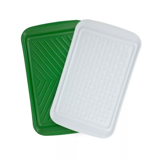  Set of 2 Prep & Serve Trays, Green/White, 10.5″ x 17″