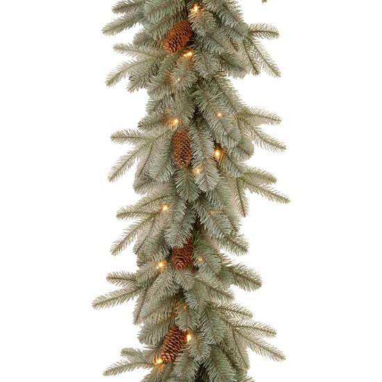  9 ft. Frosted Arctic Spruce Garland with Clear Lights
