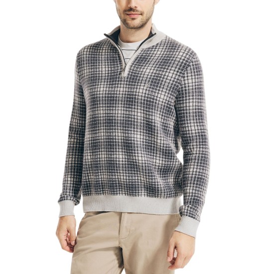  Men’s Sustainably Crafted Plaid Quarter-Zip Sweater Size: XXX-Large