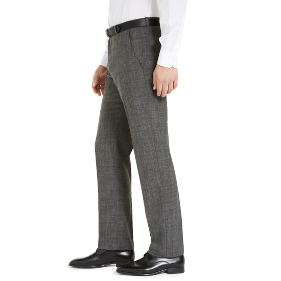  Mens Modern-fit Performance Charcoal Heathered Plaid Dress Pants, 36×30