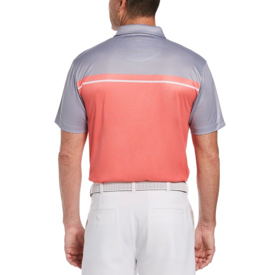  Mens Birdseye Colorblocked Golf Polo Shirts, Medium 
