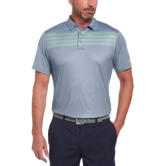  Mens Front-Stripe Golf Polo T-Shirts,  Large