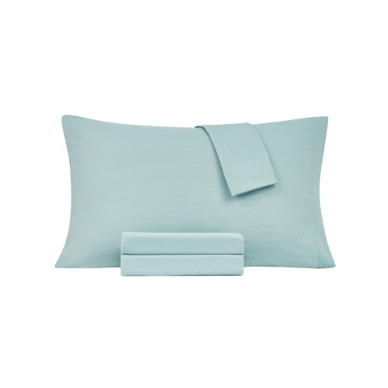  Drift Collection Garment Washed 4 Piece Sheet Sets, Turquoise, Queen