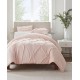  Simply Clean Ultra Soft 3 Piece Hypoallergenic Stain Resistant Pleated Duvet Cover Set, King, Blush