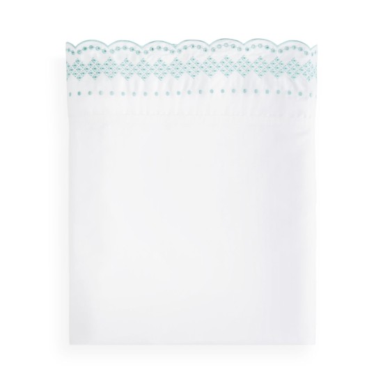  Scalloped Embroidered Flat Sheets, Mint, Full