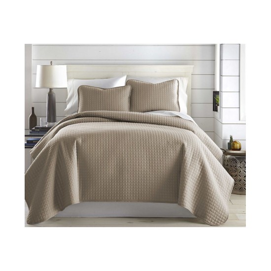  Oversized Lightweight Quilt and Sham Set, Taupe, King/California King