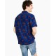  Men’s Fred Regular-Fit Geo-Print Textured Linen Shirt, Navy, XX-Large