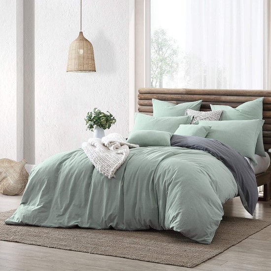  Ultra Soft Valatie Cotton Garment Washed Dyed Reversible 3 Piece Duvet Cover Set