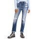  Juniors’ Ripped Straight Jeans, Navy, 3