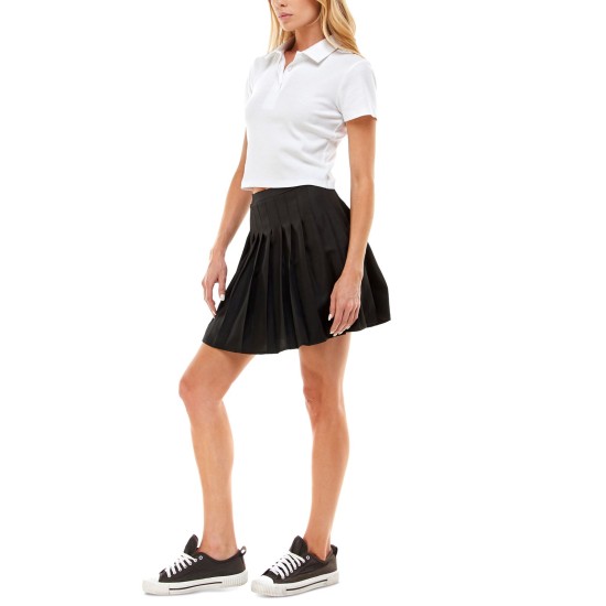  Juniors Pleated A-line Skirt, Black, X-Small