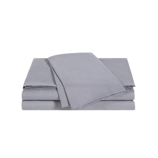  Oxywash Solid 300 Thread Count 4pc Sheet Sets, Gray, King