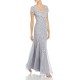  Womens Beaded Godet Mermaid Gown Dress, Silver Mist, 6