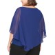  Womens Plus Size Beaded Popover Top, Blue/2X