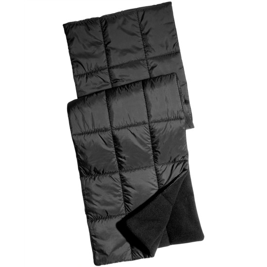  Men’s Quilted Puffer Scarf, Black