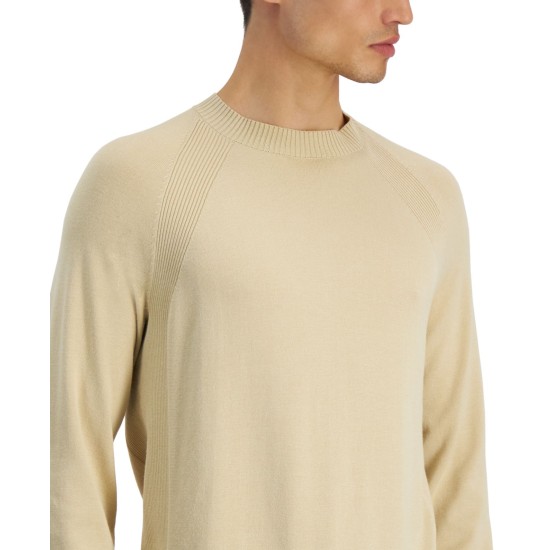  Men’s Ribbed Raglan Sweater, Beige/XL