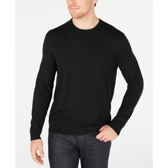  Men’s Solid Crewneck Sweater, Black, XX-Large