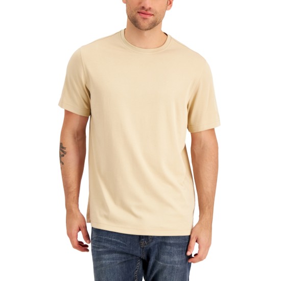  Men’s Solid Supima Blend Crewneck T-Shirt, Beige, X-Large