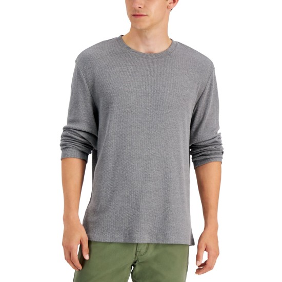  Men’s Textured Crewneck Shirt, Gray/S