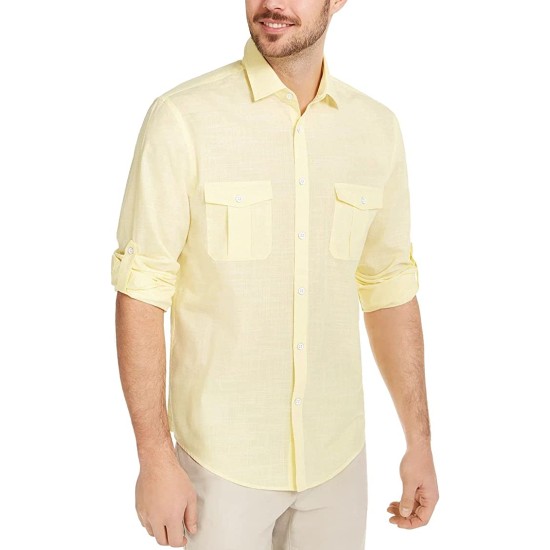 Men’s Warren Long Sleeve Shirt, Yellow, Large