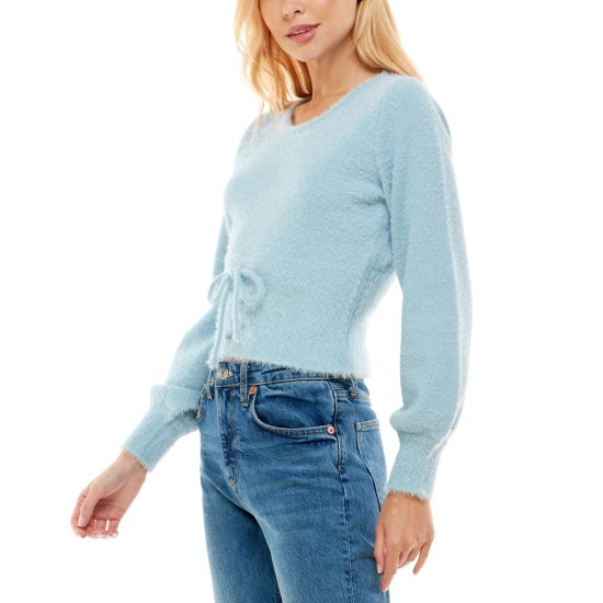  Juniors’ Fluffy-Knit Sweater, Blue, X-Large