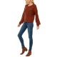  Juniors’ Mixed-Knit Strappy-Back Sweater, Umber, X-Large