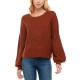  Juniors’ Mixed-Knit Strappy-Back Sweater, Umber, X-Large