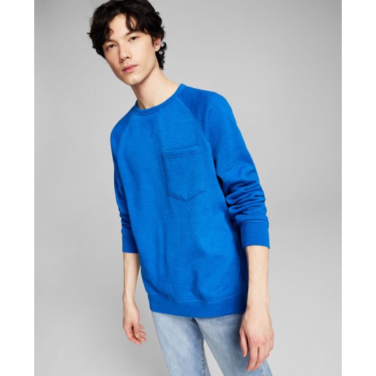  Men's Solid Fleece Sweatshirts, Blue, Small