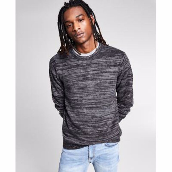  Mens Regular-Fit Marled Brushed Sweaters, Black, XX-Large